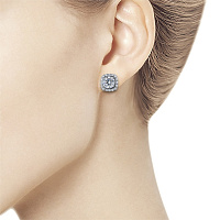 14K White Gold Earring Studs with 34 Round-Cut Lab-Created Diamonds 1.416 CT.TW - изображение 2
