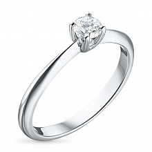 White Gold Ring with 1 Round-Cut Diamond 0.39 CT.TW