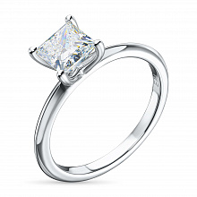 14K White Gold Ring with 1 Princess-Cut Lab-Created Diamond 1.05 CT.TW