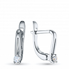 Sterling Silver Earrings with 2 Round-Cut Lab-Created Diamonds 0.126 CT.TW