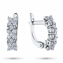 Sterling Silver Earrings with 34 Round-Cut Lab-Created Diamonds 0.567 CT.TW