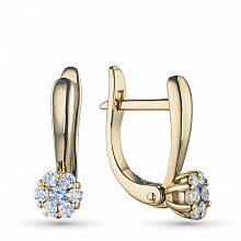 14K Yellow Gold Earrings with 14 Round-Cut Lab-Created Diamonds 0.38 CT.TW