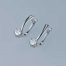 14K White Gold Earrings with 2 Round-Cut Lab-Created Diamonds 0.915 CT.TW