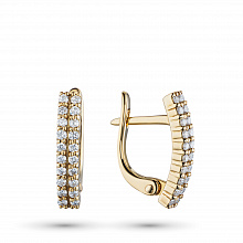 14K Yellow Gold Earrings with 40 Round-Cut Lab-Created Diamonds 0.516 CT.TW