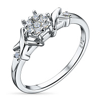 Sterling Silver Ring with 9 Round-Cut Lab-Created Diamonds 0.125 CT.TW - изображение 1