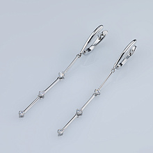 Sterling Silver Earrings with 6 Round-Cut Lab-Created Diamonds 0.19 CT.TW
