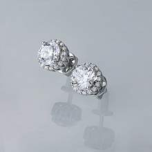 14K White Gold Earring Studs with 34 Round-Cut Lab-Created Diamonds 2.36 CT.TW