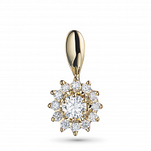 Yellow Gold Pendant with 13 Round-Cut Lab-Created Diamonds 0.375 CT.TW