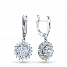 14K White Gold Earrings with 50 Round-Cut Lab-Created Diamonds 1.482 CT.TW