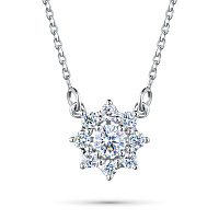 14K White Gold Necklace with 9 Round-Cut Lab-Created Diamonds 0.607 CT.TW - изображение 1