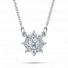 14K White Gold Necklace with 9 Round-Cut Lab-Created Diamonds 0.588 CT.TW