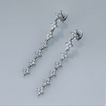 14K White Gold Earring Studs with 56 Round-Cut Lab-Created Diamonds 1.195 CT.TW