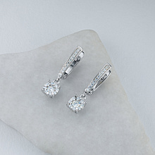 Sterling Silver Earrings with 38 Round-Cut Lab-Created Diamonds 0.383 CT.TW