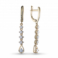 14K Yellow Gold Earrings with 10 Round-Cut Lab-Created Diamonds 1.244 CT.TW