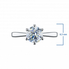 14K White Gold Ring with 1 Round-Cut Lab-Created Diamond 1.031 CT.TW