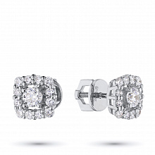 Sterling Silver Earring Studs with 26 Round-Cut Lab-Created Diamonds 0.958 CT.TW