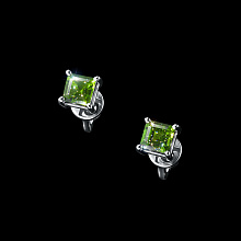 Sterling Silver Earring Studs with 2 -Cut Chromdiopsides 0.713 CT.TW