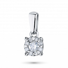 14K White Gold Pendant with 9 Round-Cut Lab-Created Diamonds 0.195 CT.TW
