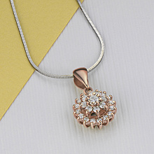 14K Rose Gold Pendant with 25 Round-Cut Lab-Created Diamonds 0.784 CT.TW