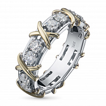 14K White and Yellow Gold Ring with 12 Round-Cut Lab-Created Diamonds 1.709 CT.TW