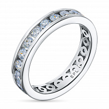 14K White Gold Ring with 21 Round-Cut Lab-Created Diamonds 1.386 CT.TW