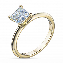 14K Yellow Gold Ring with 1 Princess-Cut Lab-Created Diamond 1.05 CT.TW