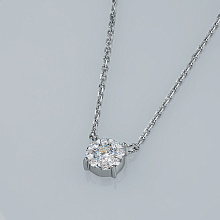 Sterling Silver Necklace with 9 Round-Cut Lab-Created Diamonds 0.283 CT.TW