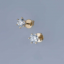 14K Yellow Gold Earring Studs with 2 Round-Cut Lab-Created Diamonds 1.044 CT.TW