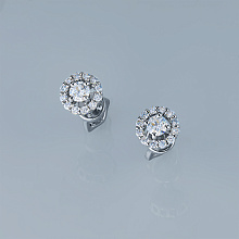 Sterling Silver Earring Studs with 26 Round-Cut Lab-Created Diamonds 0.565 CT.TW