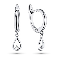 Sterling Silver Earrings with 2 Round-Cut Lab-Created Diamonds 0.025 CT.TW - изображение 1