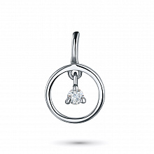 Sterling Silver Pendant with 1 Round-Cut Diamond 0.048 CT.TW