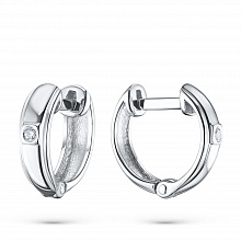 14K White Gold Earrings with 2 Round-Cut Lab-Created Diamonds 0.032 CT.TW