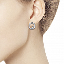14K White Gold Earrings with 42 Round-Cut Lab-Created Diamonds 0.33 CT.TW