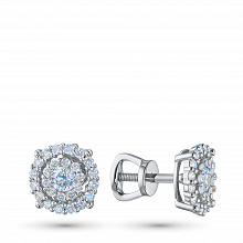 Sterling Silver Earring Studs with 54 Round-Cut Lab-Created Diamonds 0.838 CT.TW