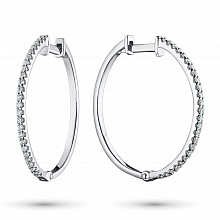 14K White Gold Earrings with 50 Round-Cut Lab-Created Diamonds 0.343 CT.TW