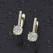 14K Yellow Gold Earrings with 30 Round-Cut Lab-Created Diamonds 0.752 CT.TW