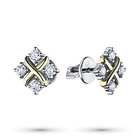14K White and Yellow Gold Earring Studs with 8 Round-Cut Lab-Created Diamonds 0.495 CT.TW - изображение 1