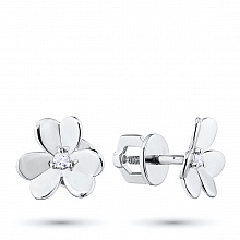 14K White Gold Earring Studs with 2 Round-Cut Lab-Created Diamonds 0.032 CT.TW