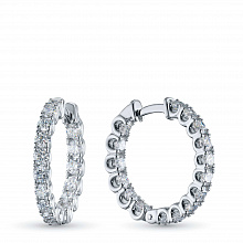 14K White Gold Earrings with 32 Round-Cut Lab-Created Diamonds 2.86 CT.TW