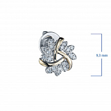 14K White and Yellow Gold Earring Studs with 36 Round-Cut Lab-Created Diamonds 0.221 CT.TW