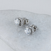 14K White Gold Earring Studs with 34 Round-Cut Lab-Created Diamonds 1.416 CT.TW - изображение 4
