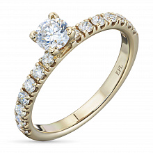 14K Yellow Gold Ring with 15 Round-Cut Lab-Created Diamonds 1.392 CT.TW