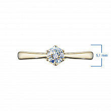 14K Yellow Gold Ring with 1 Round-Cut Lab-Created Diamond 0.284 CT.TW