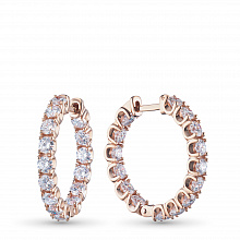 14K Rose Gold Earrings with 30 Round-Cut Lab-Created Diamonds 3.769 CT.TW