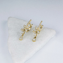 14K Yellow Gold Earrings with 48 Round-Cut Lab-Created Diamonds 0.863 CT.TW