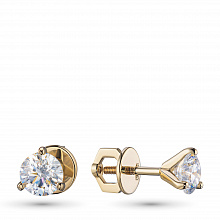 14K Yellow Gold Earring Studs with 2 Round-Cut Lab-Created Diamonds 1.244 CT.TW
