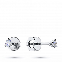14K White Gold Earring Studs with 2 Round-Cut Lab-Created Diamonds 0.636 CT.TW