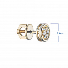 14K Yellow Gold Earring Studs with 14 Round-Cut Lab-Created Diamonds 0.186 CT.TW