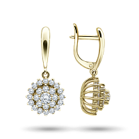 14K Yellow Gold Earrings with 50 Round-Cut Lab-Created Diamonds 1.641 CT.TW - изображение 2
