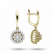 14K Yellow Gold Earrings with 50 Round-Cut Lab-Created Diamonds 1.596 CT.TW